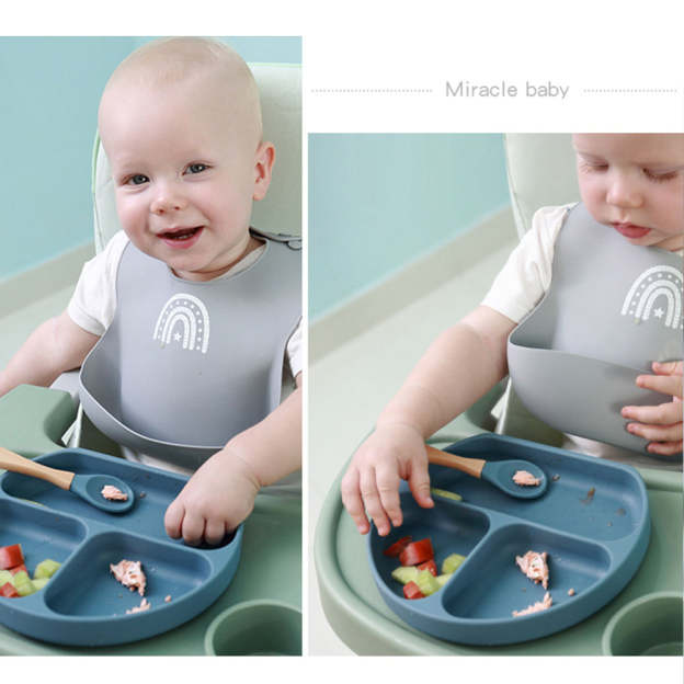 5 Pcs Baby Silicone Training Feeding Food Dishes Sets
