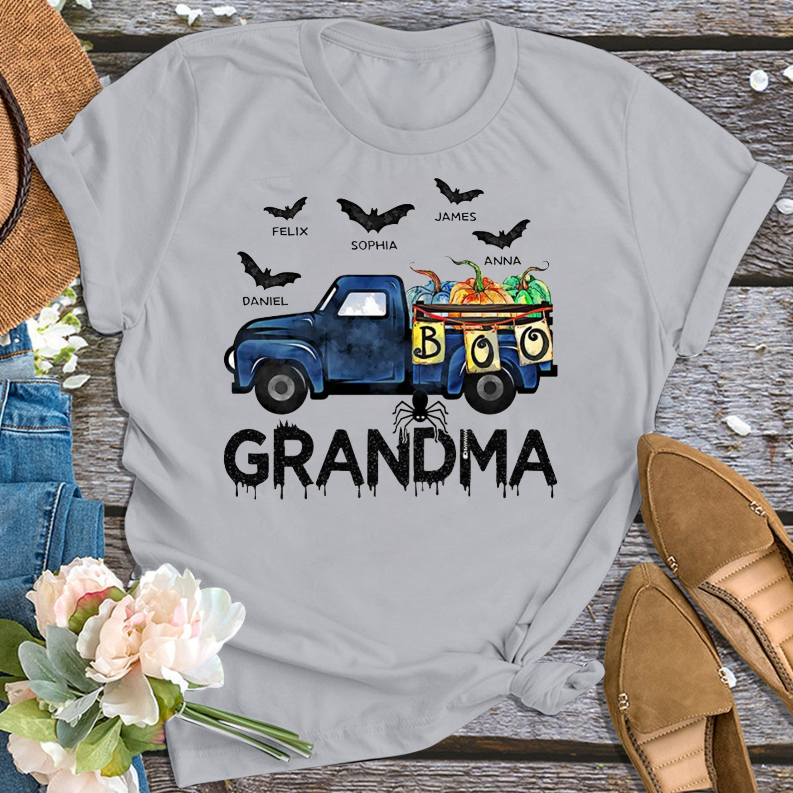Boo Car Thanksgiving Personalized Grandma Shirt 