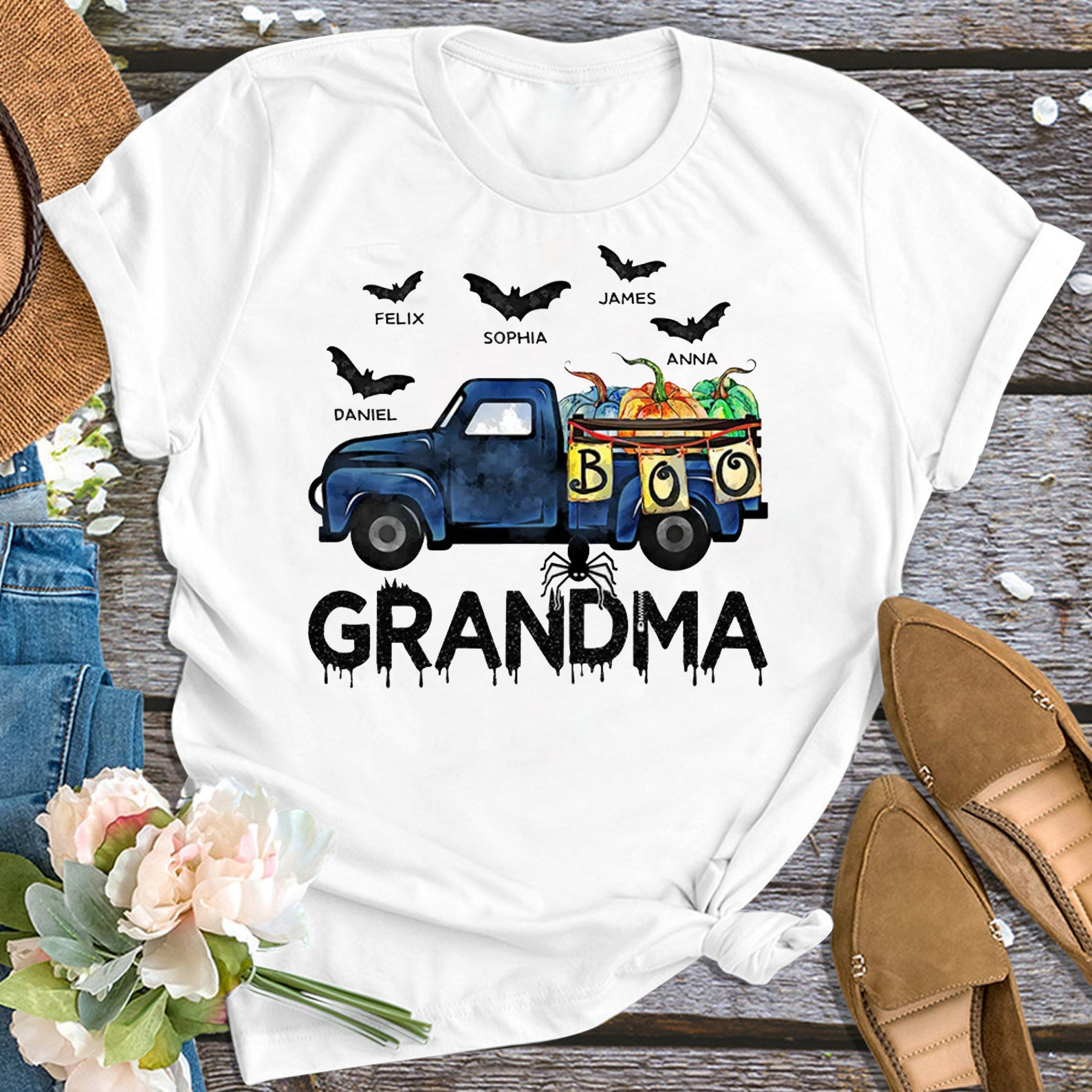 Boo Car Thanksgiving Personalized Grandma Shirt 