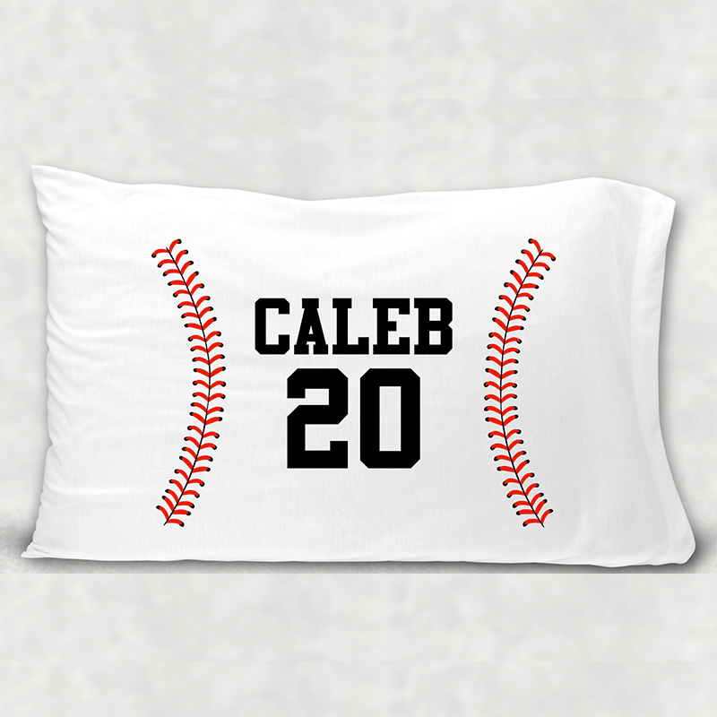 Personalized Red Base Ball  Print Name Pillow Cover