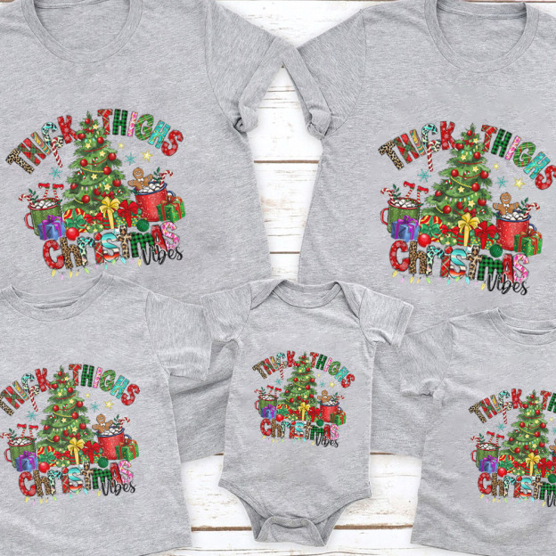 Thick Thighs Christmas Vibes Family Matching Shirt