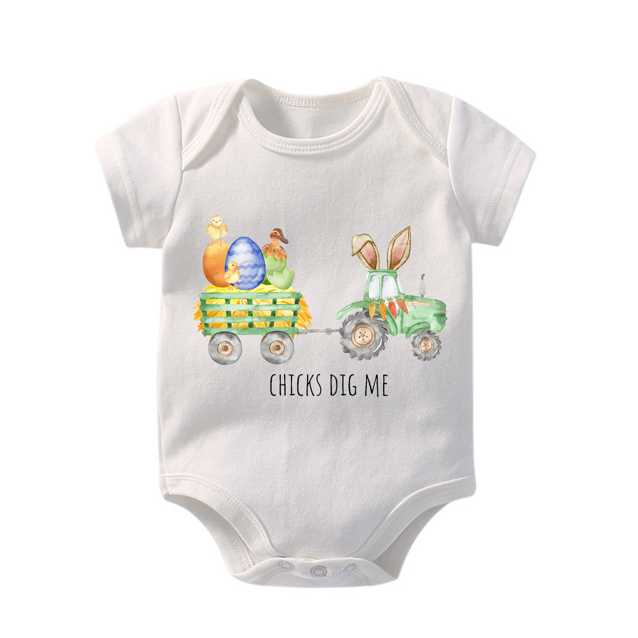 Chicks Dig Me Easter Tractor Bodysuit For Baby