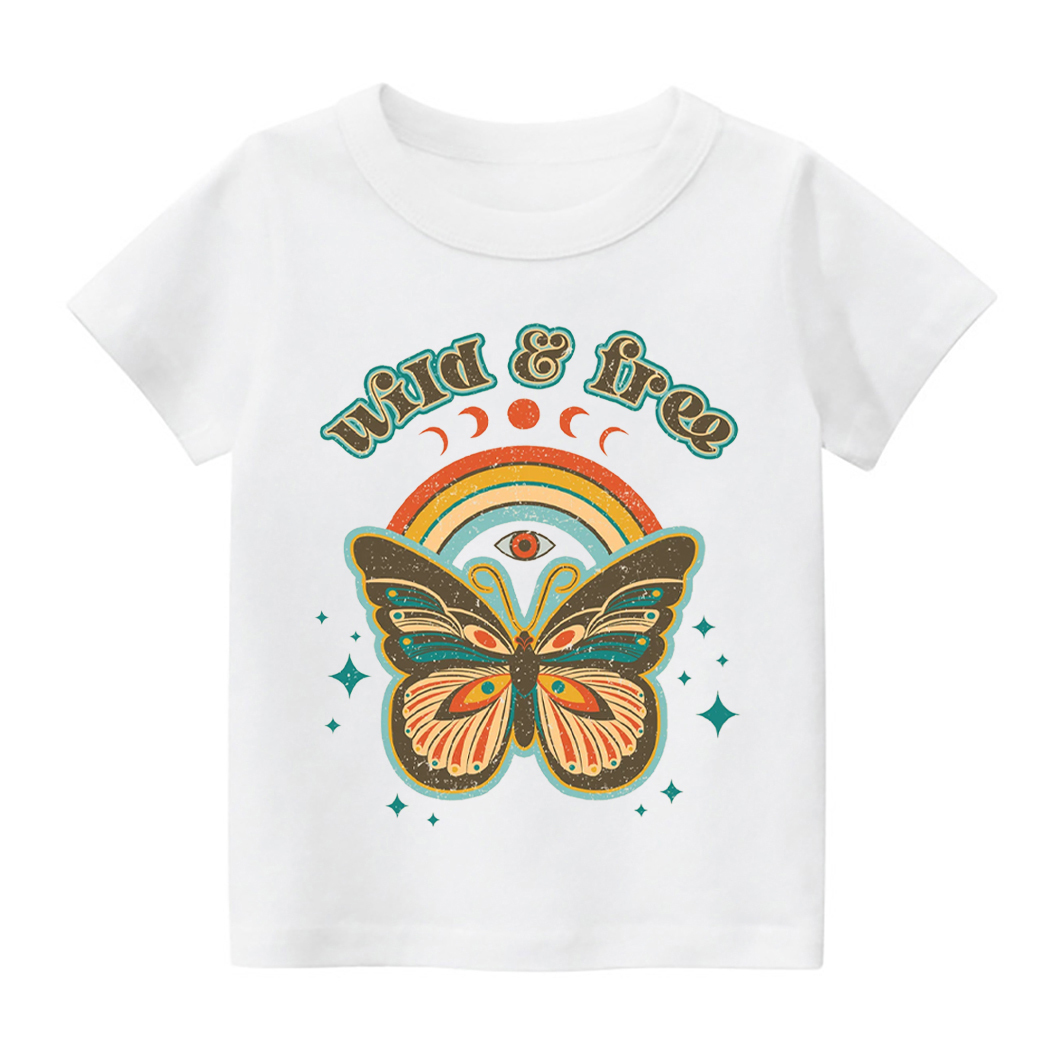 Retro Boho Wild And Free Kids T-Shirt