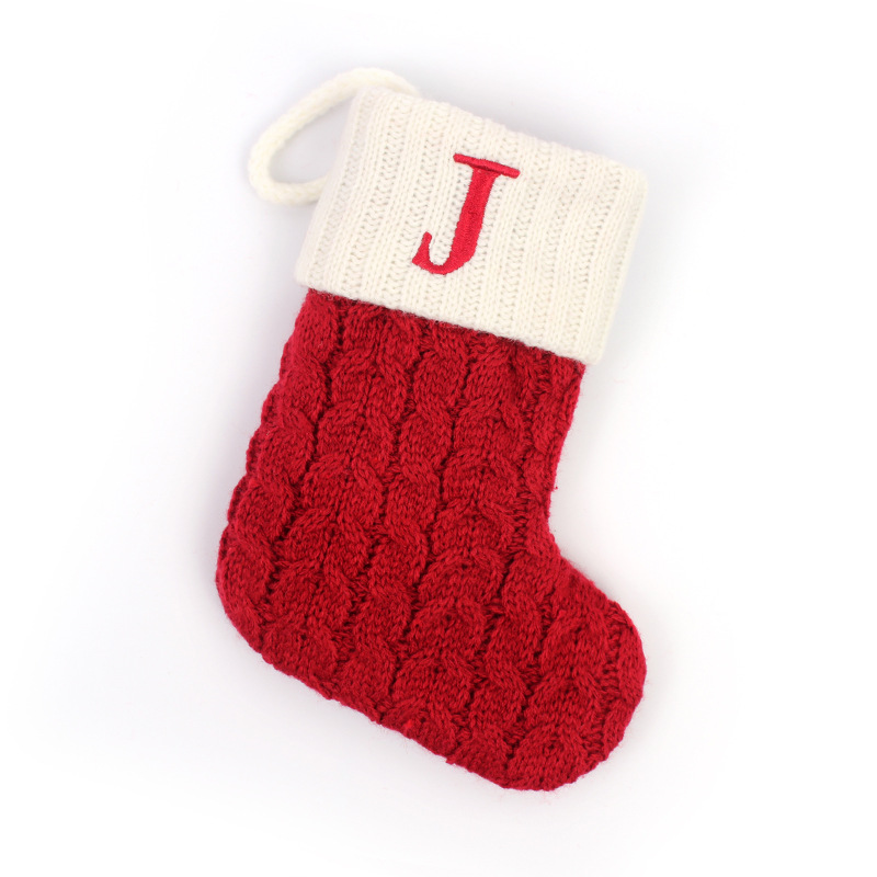 Christmas Socks Knitted Embroidered Alphabet Socks