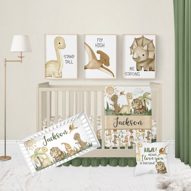 Personalized Dinosaur Baby Boy Flannel Blanket