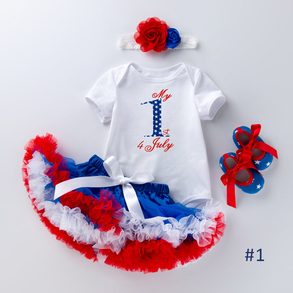 4th Of July American Celebration Baby Girl Tutu Outfit Set