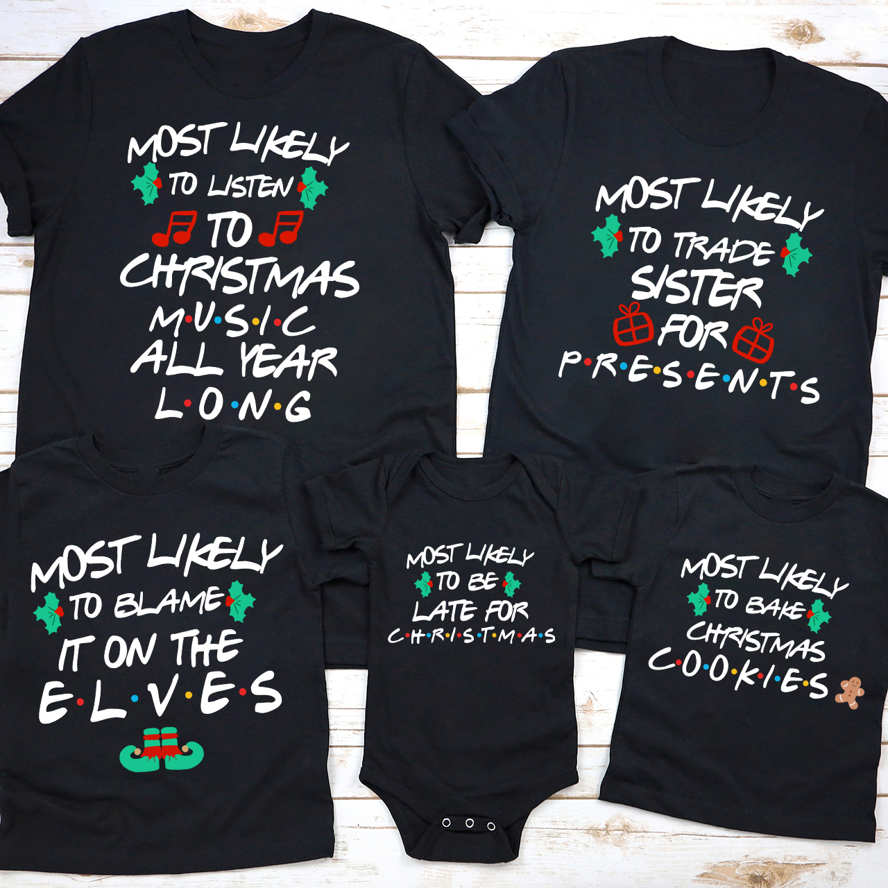 Friends Font Christmas Family Matching Shirt