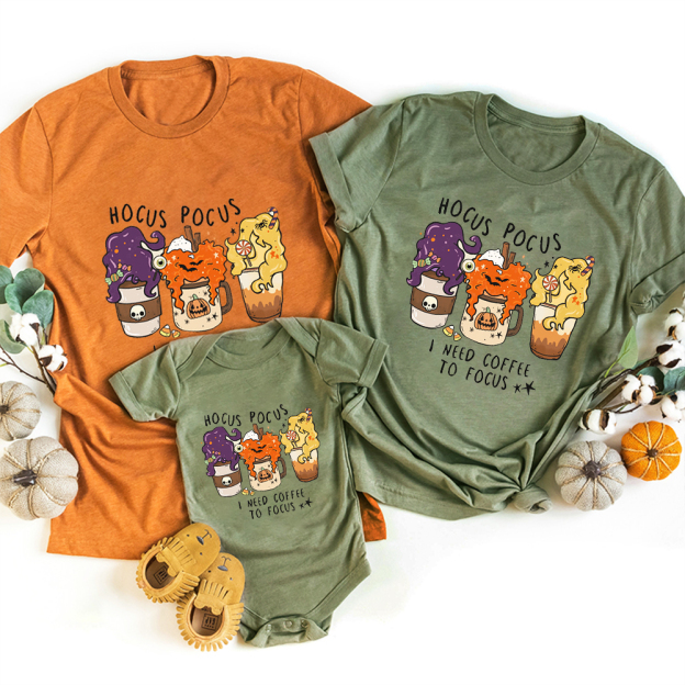 Need Coffee To Focus Halloween Matching Shirts