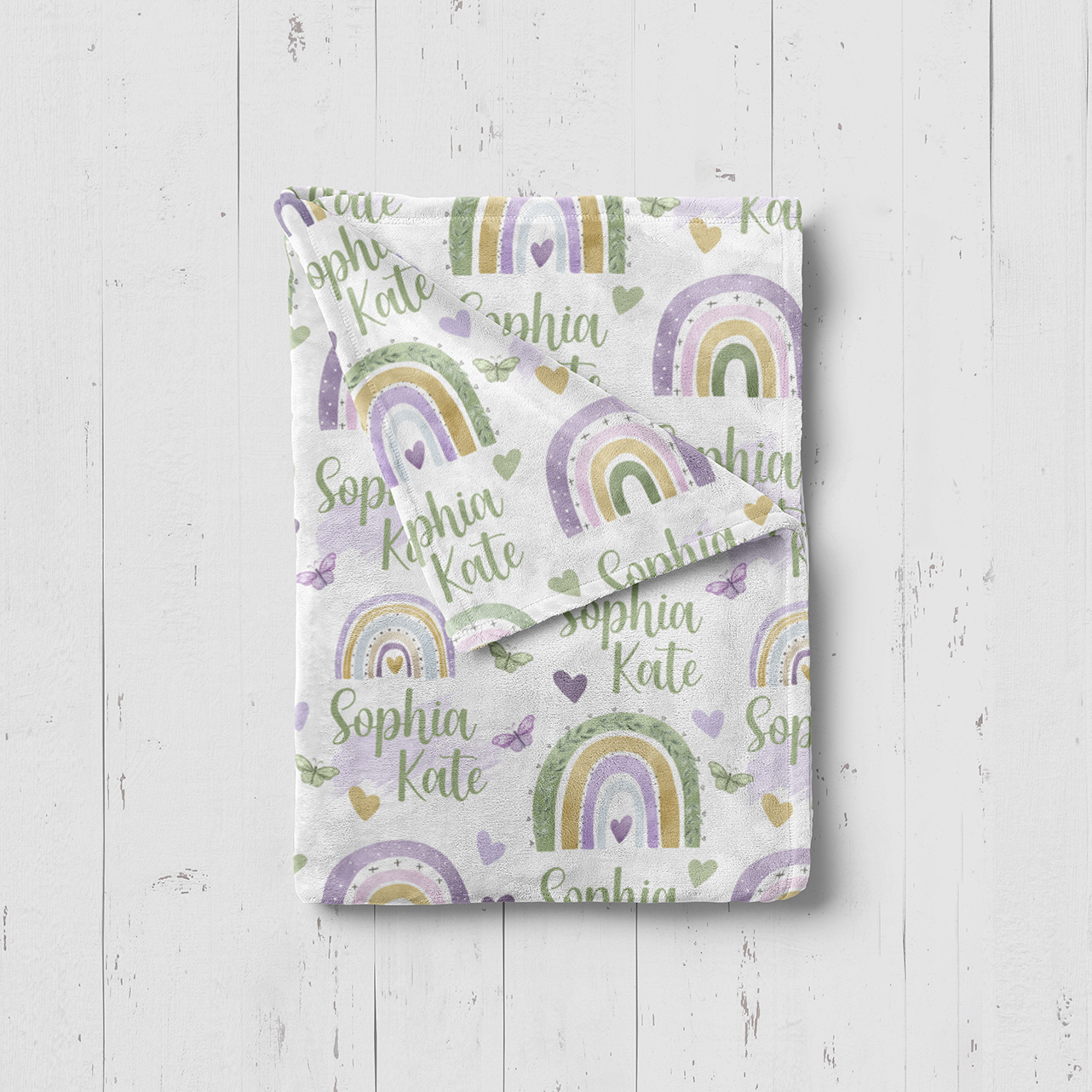 Purple Rainbow Personalized Baby Flannel Blanket