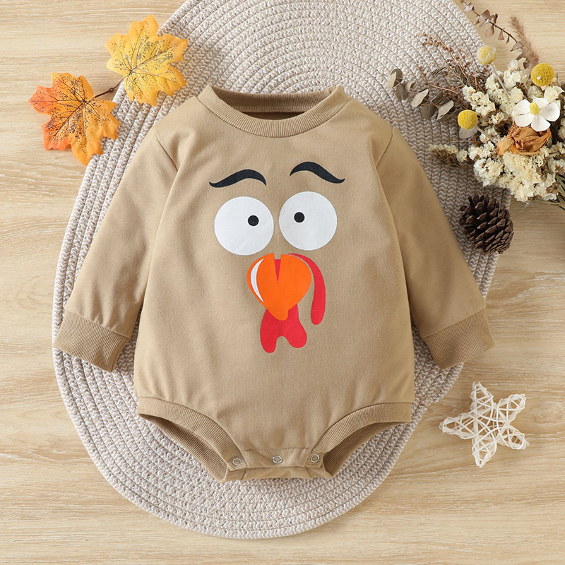 [Copy]Alphabet Chick Print Thanksgiving Baby Bodysuit