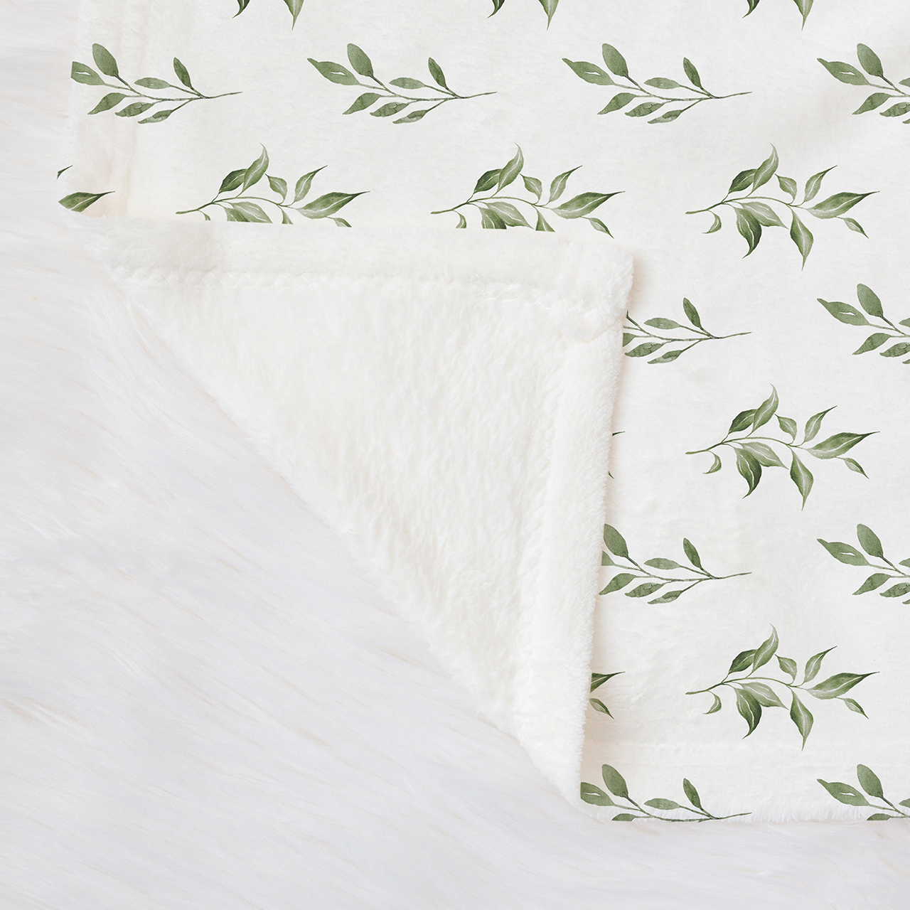 Olive Leaf  Baby Flannel Blanket