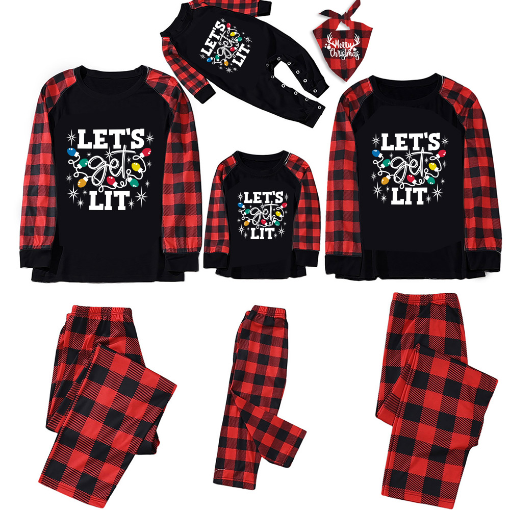 Let's Get Lit Christmas Family Matching Pajamas