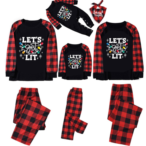 Let's Get Lit Christmas Family Matching Pajamas
