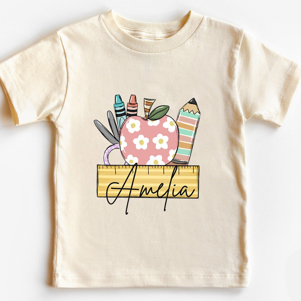 Personalized Apple Art Back To School T-shirt