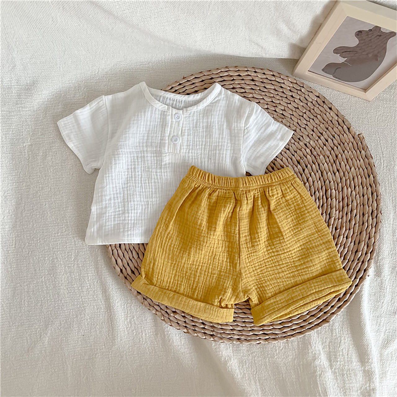 Summer Unisex Baby Suit Cotton Yarn Short-sleeved T-shirt& Shorts