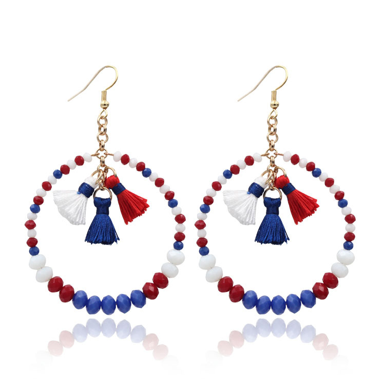 4th Of July Red White Blue Patriotic Earrings