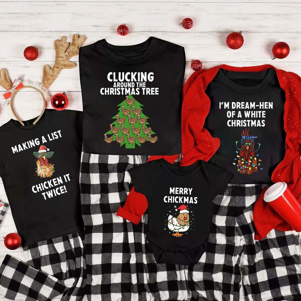 Funny Chicken Farm Christmas Family Matching Shirt