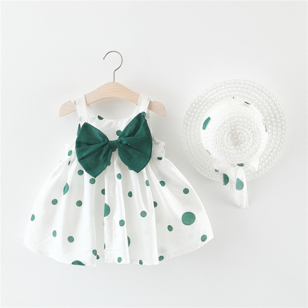 Baby Girl Summer Polka Dot Dress with Sun Hat