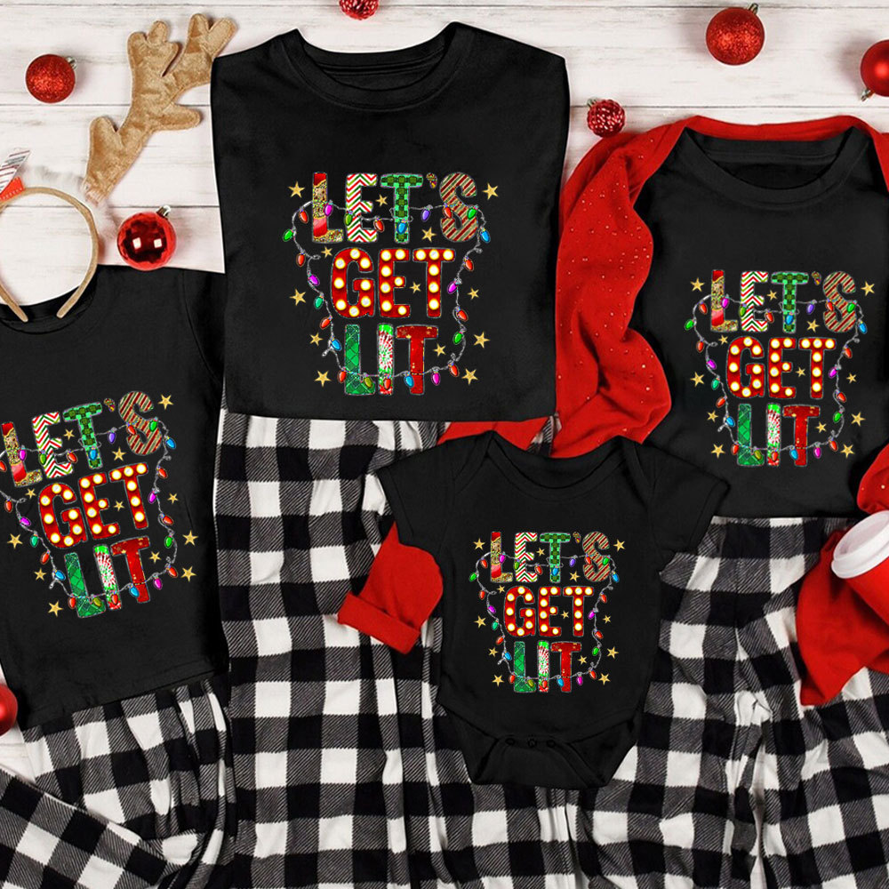 Let's Get Lit Christmas Family Matching Shirt