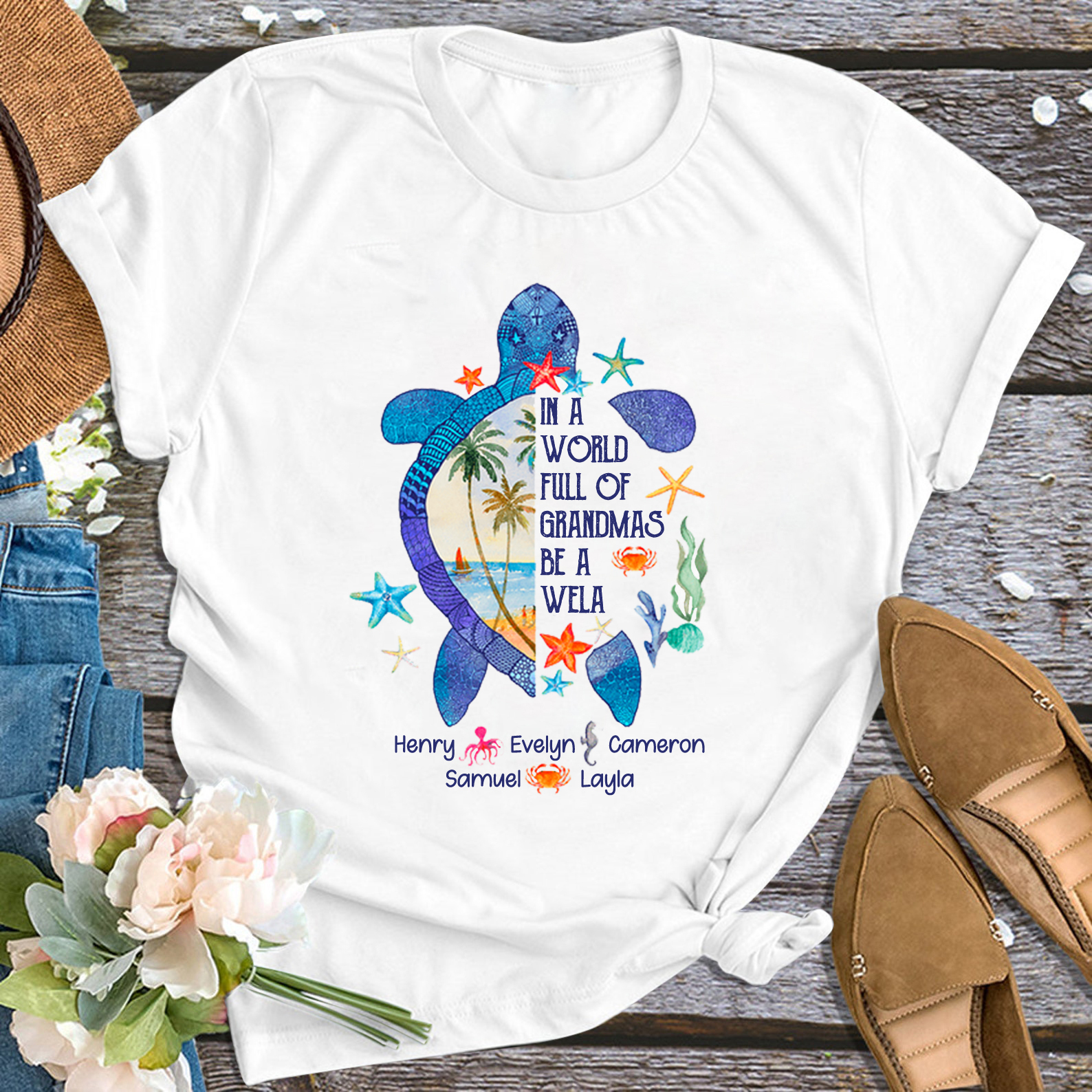 World Full Of Grandmas Personalized Shirt