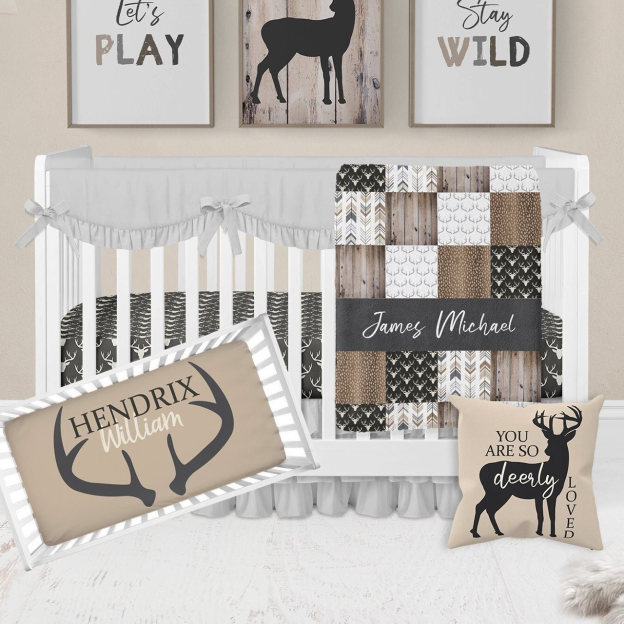 Personalized Deer Baby Flannel Blanket