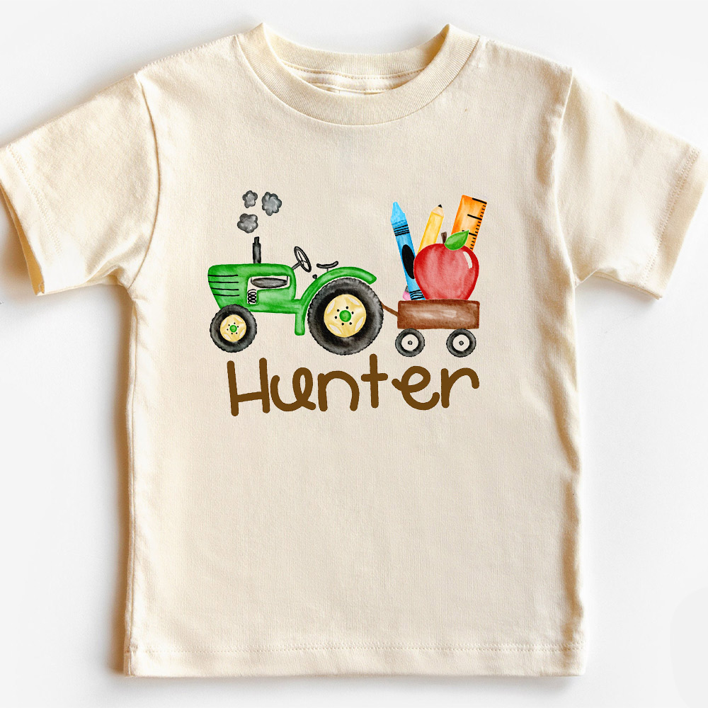 Personalized Name Farm Tractor Back To School T-shirt