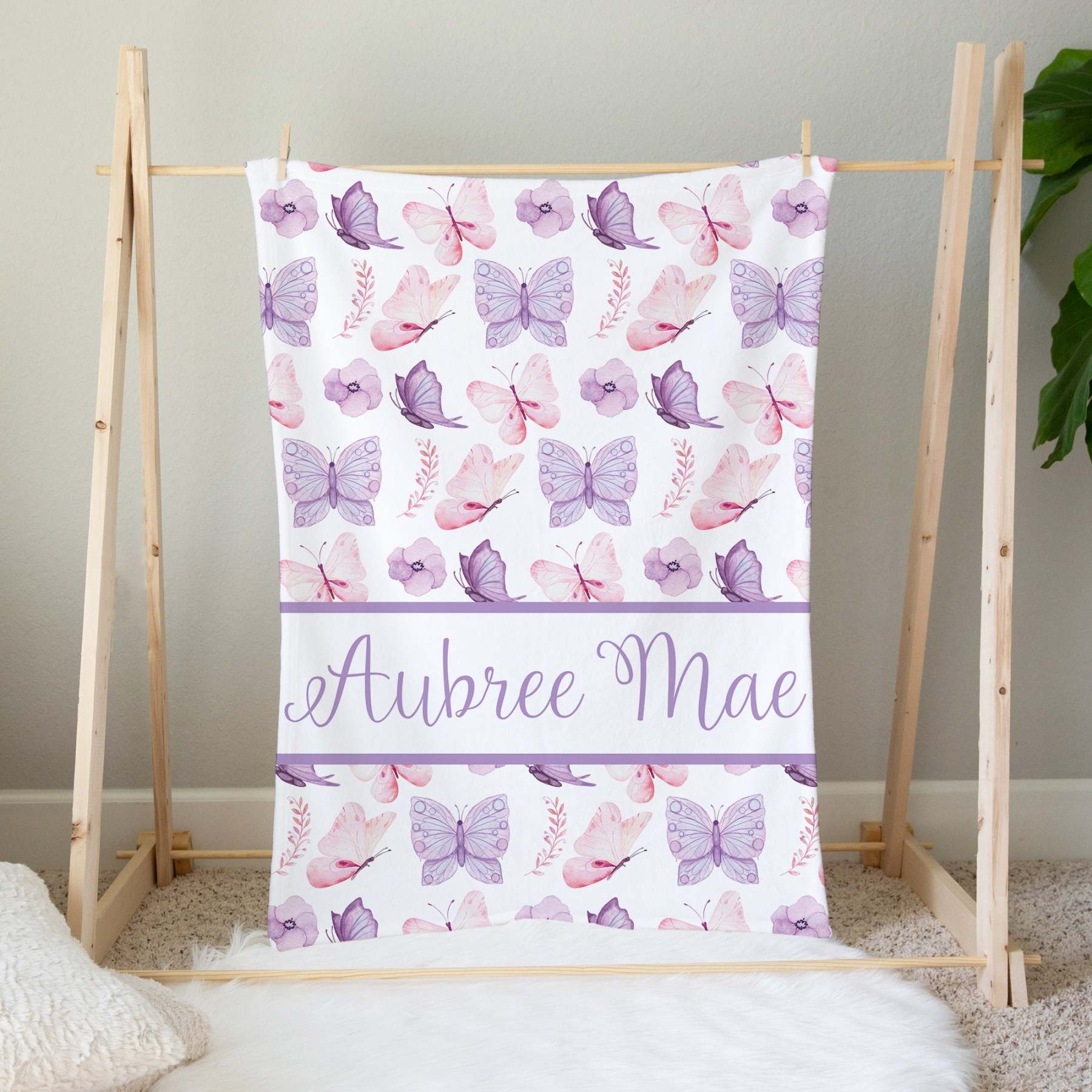 Personalized Sweet Dream Butterfly Baby Flannel Blanket