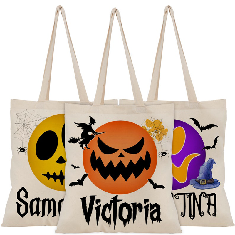 Personalized Halloween Tote Bags Customized Scary Face