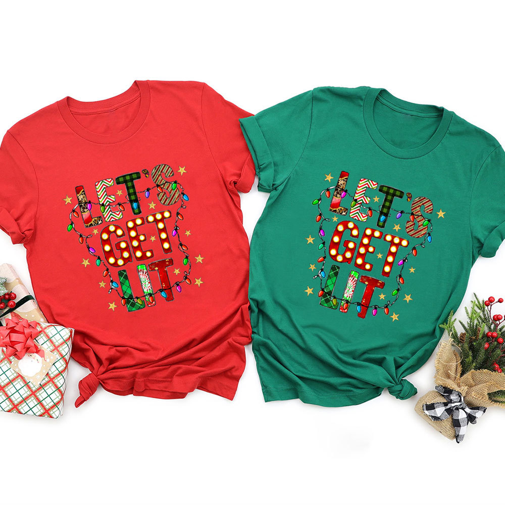 Let's Get Lit Christmas Family Matching Shirt