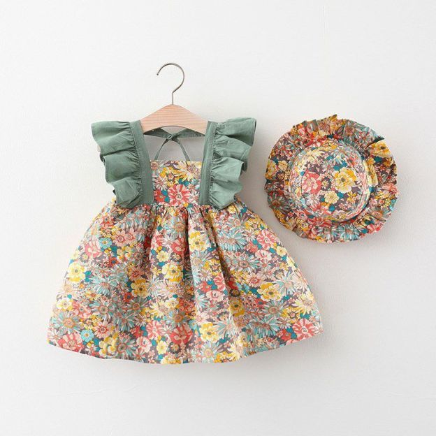 Baby Girl Summer Dress with Sun Hat