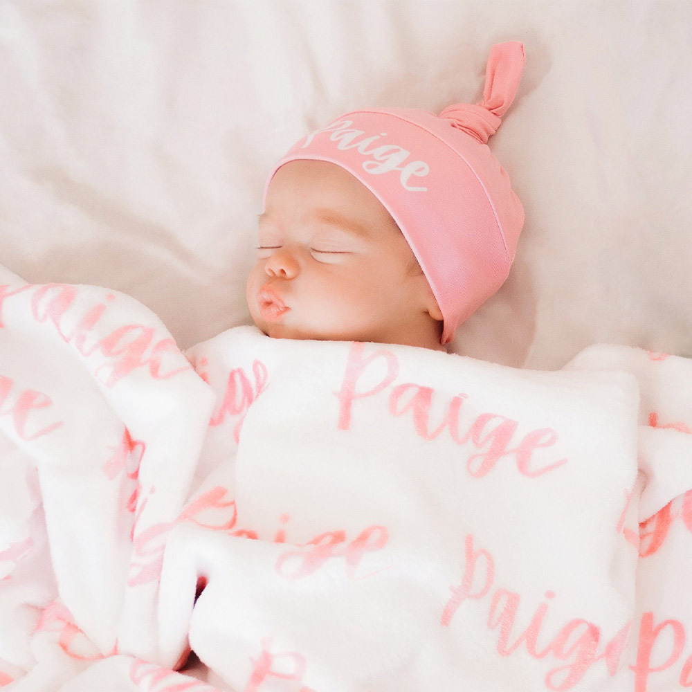 Personalized Plush Minky Blanket & Hat Set
