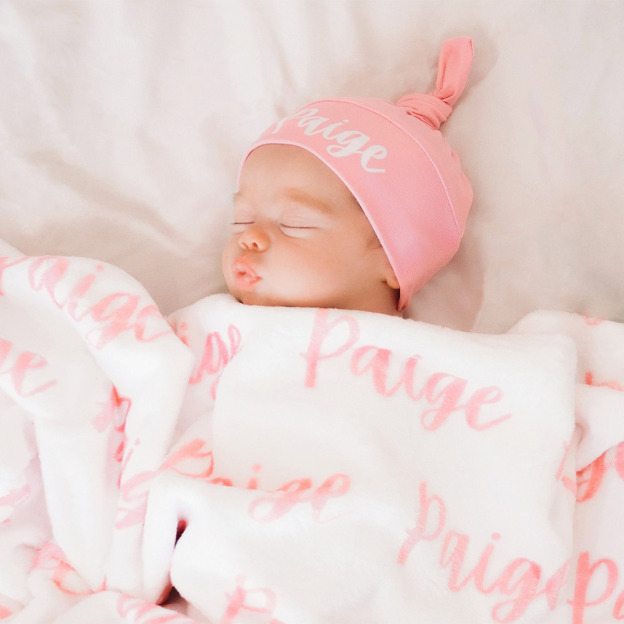 Personalized Plush Minky Blanket & Hat Set