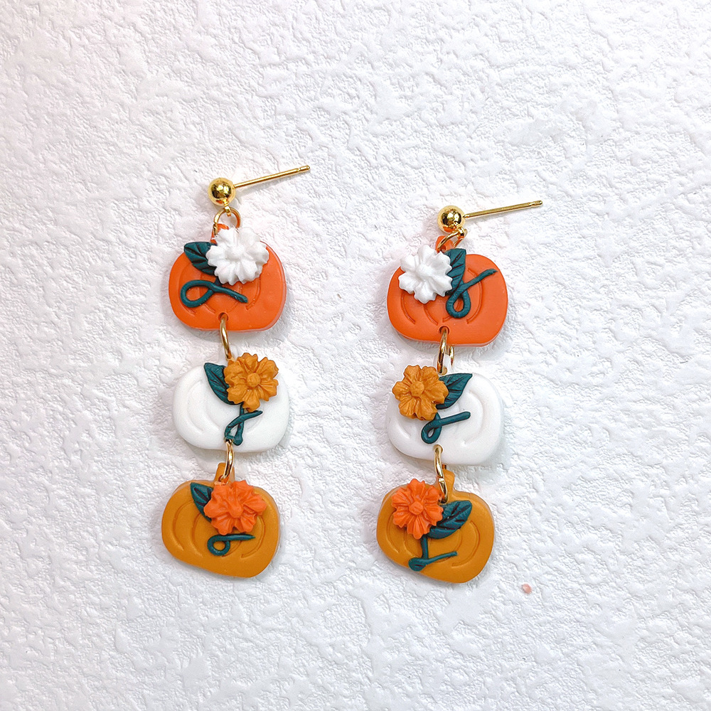Halloween  Pumpkin Soft Clay Earring 