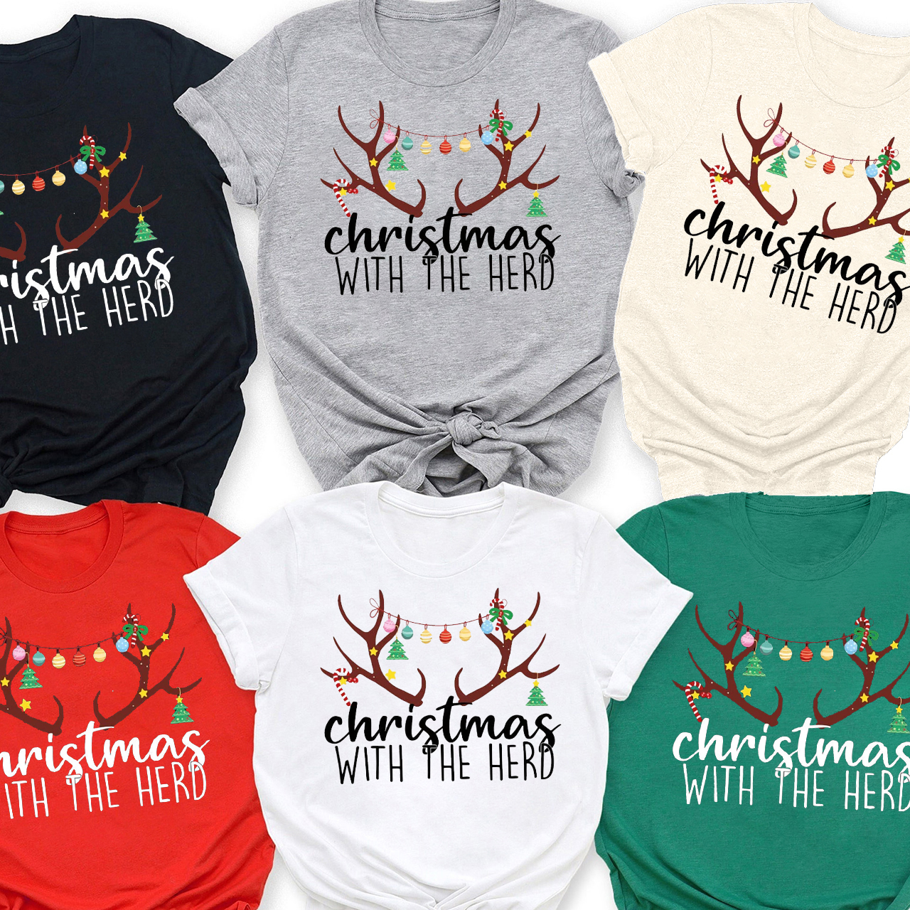Christmas With The Herd Vneck Family Matching Shirts