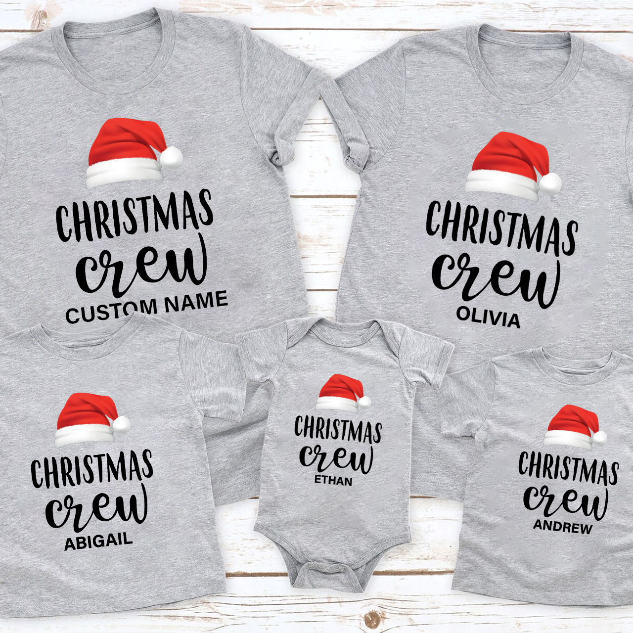 Custom Christmas Crew Santa Family Shirts