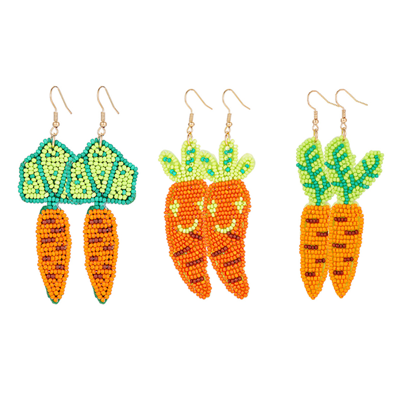 Cute Carrot Easter Handmade Beads Earrings