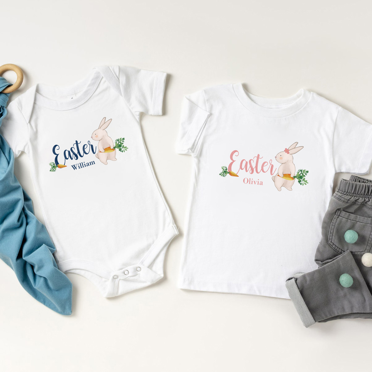 Personalized Baby Bodysuit & Shirts  (Rabbit And Carrot)