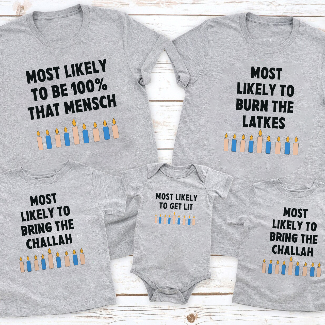 Most Likely 12 Designs Hanukkah Family Matching Shirt