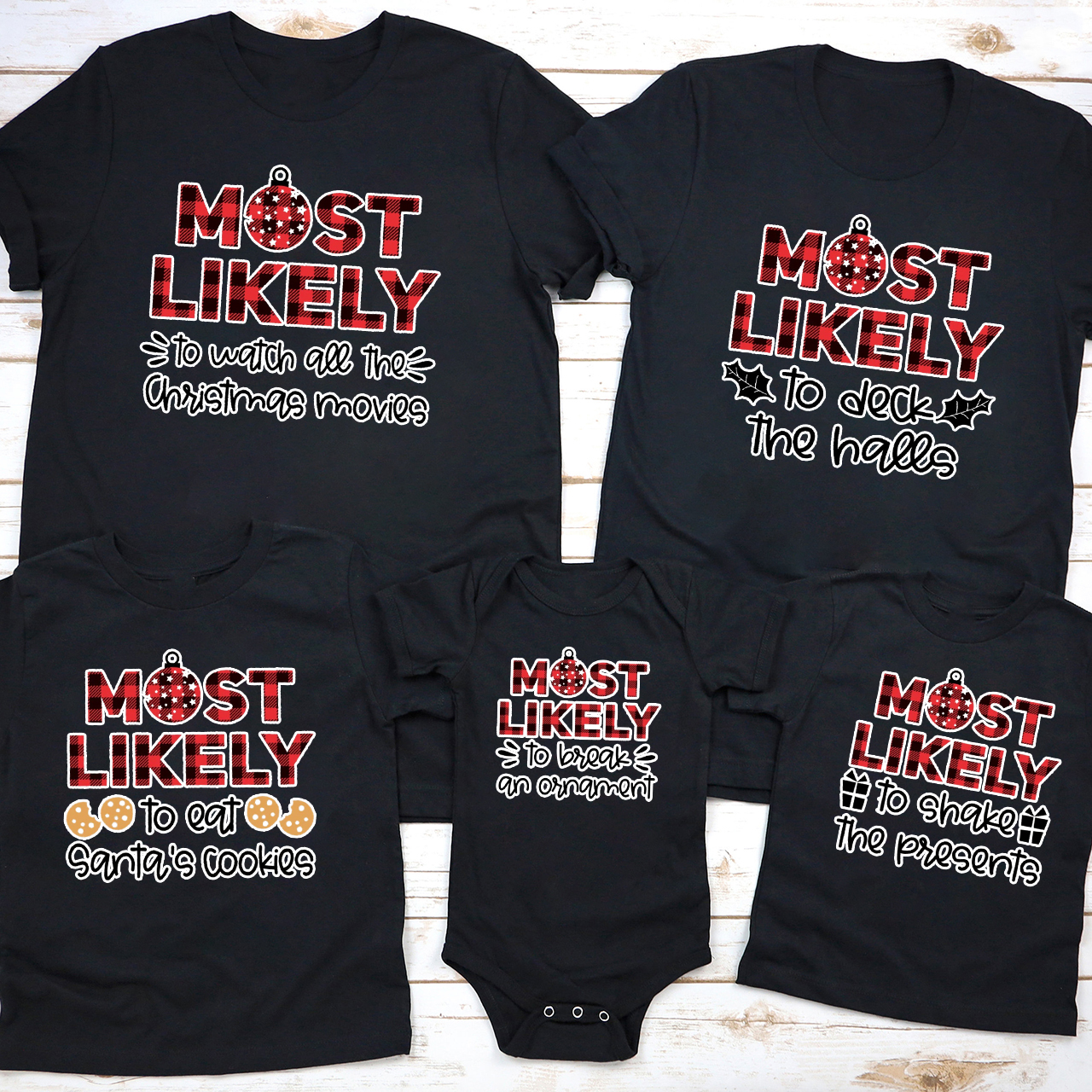 Matching Family Christmas Shirts With Design Most Likely To