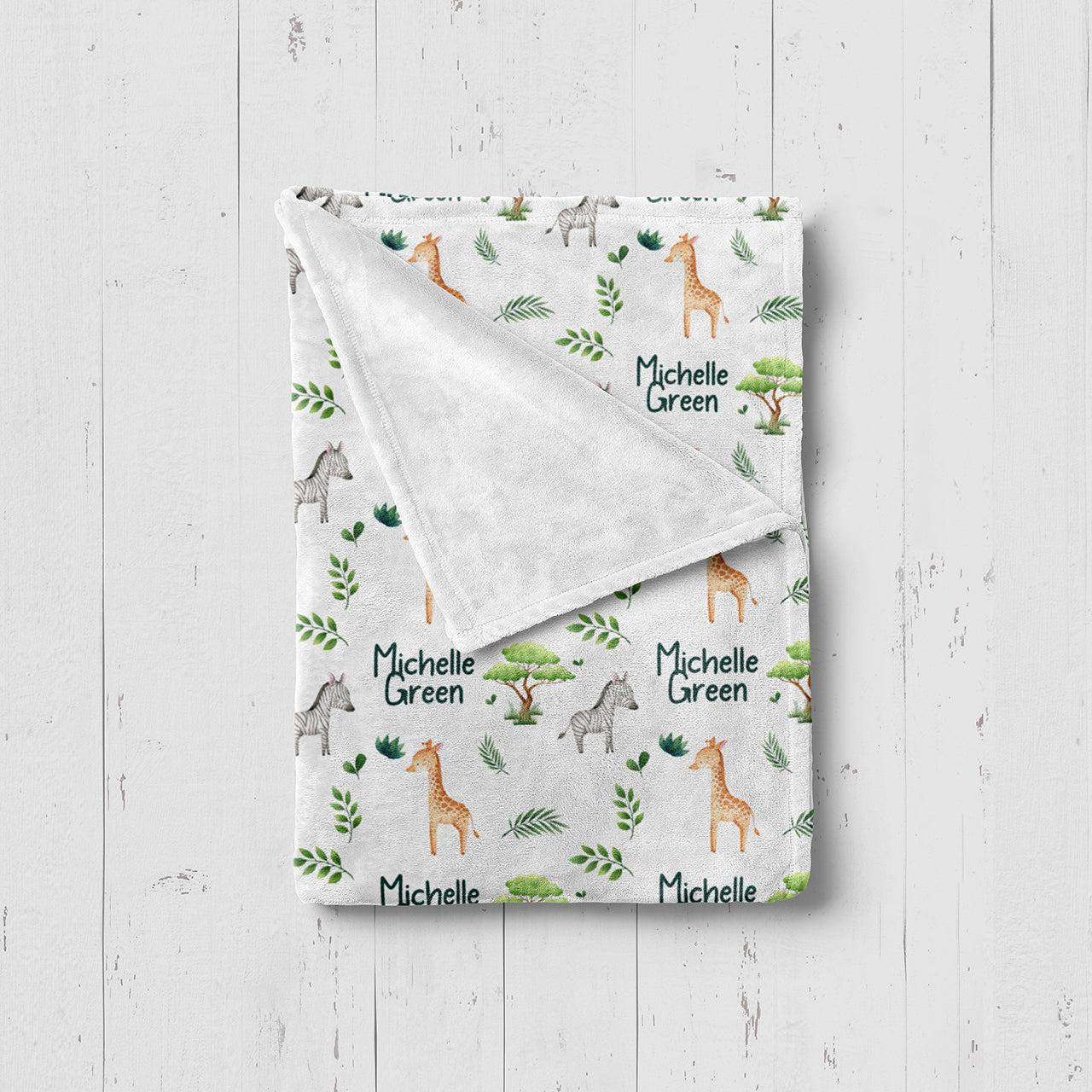 Personalized Zebra Giraffe Baby Flannel Blanket