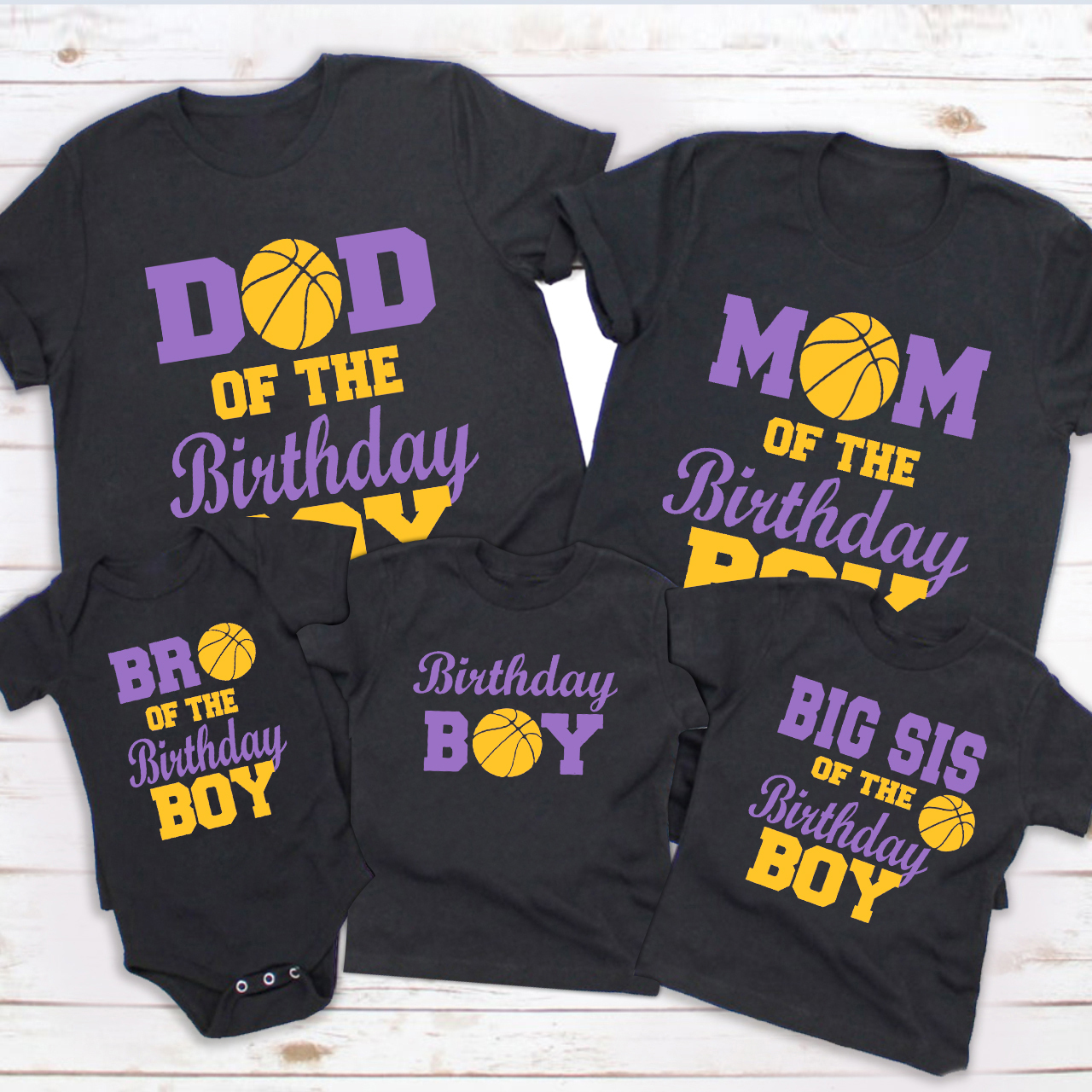 Birthday Basketball Family Matching  Bodysuit & Shirts 2