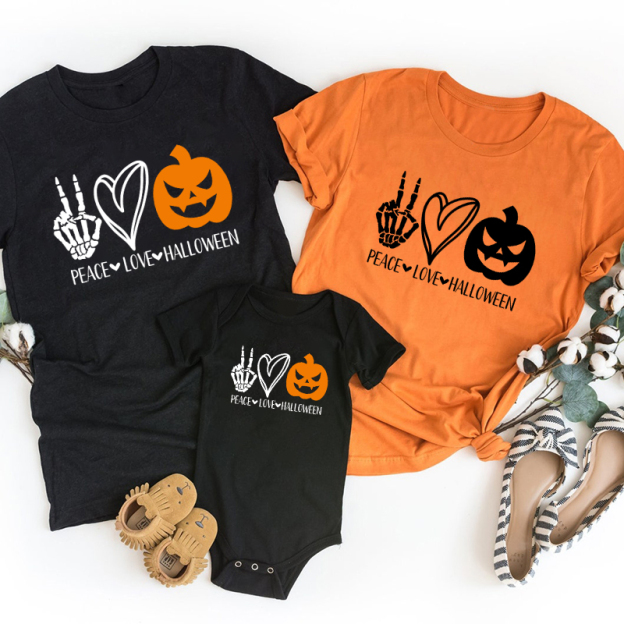 Peace Love Halloween Family Matching Shirts