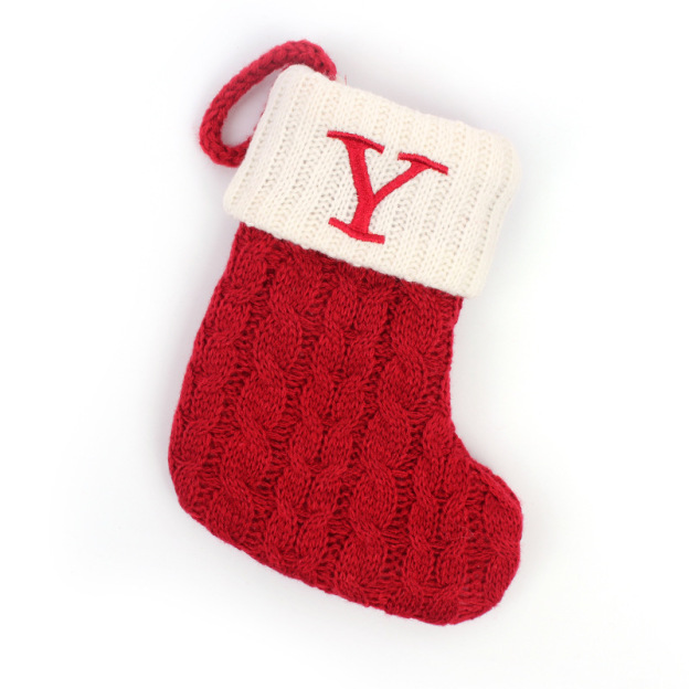 Christmas Socks Knitted Embroidered Alphabet Socks