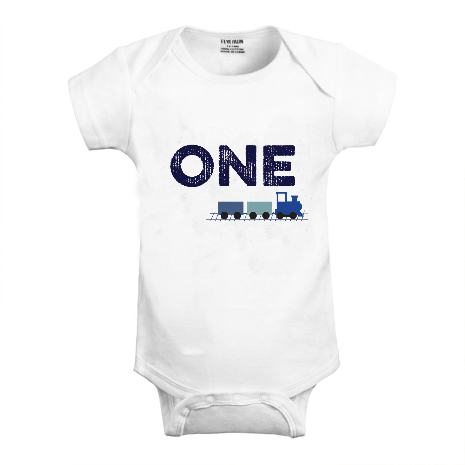 Blue Train Personalized Baby Bodysuit