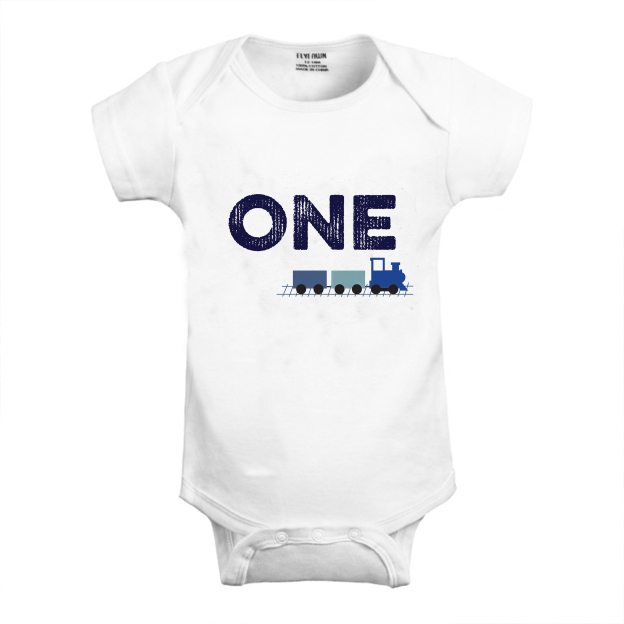 Blue Train Personalized Baby Bodysuit