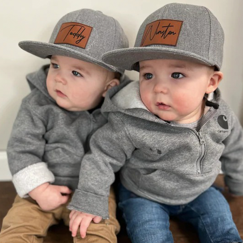 Personalized Baby Snapback Hat (Vegan Leather Patch)
