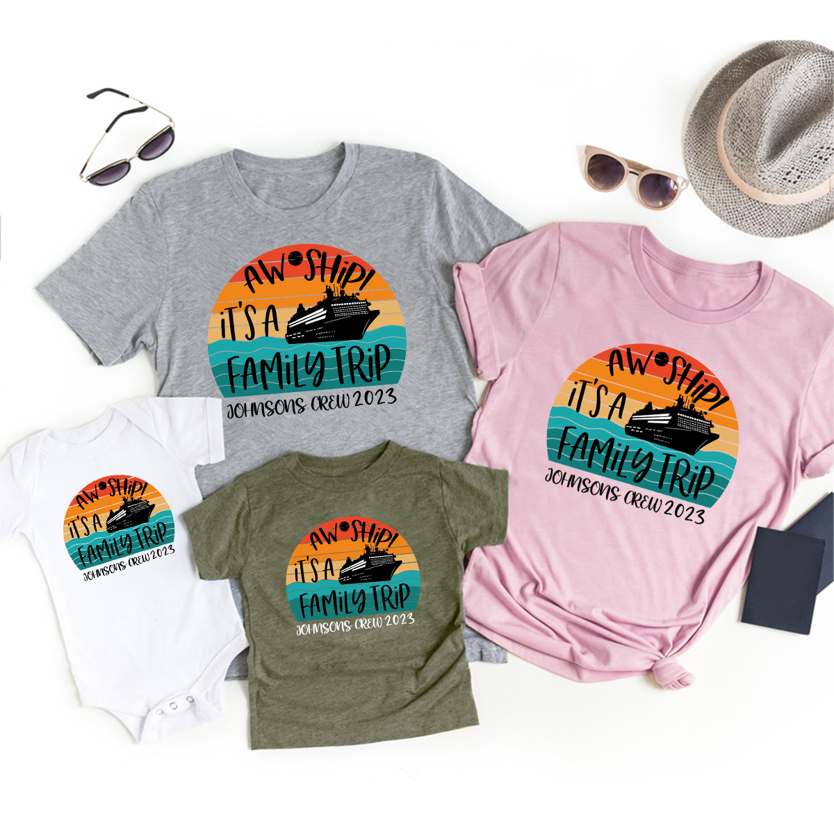 Aw Ship! It's a Family Trip Cruise Family Vacation Shirts
