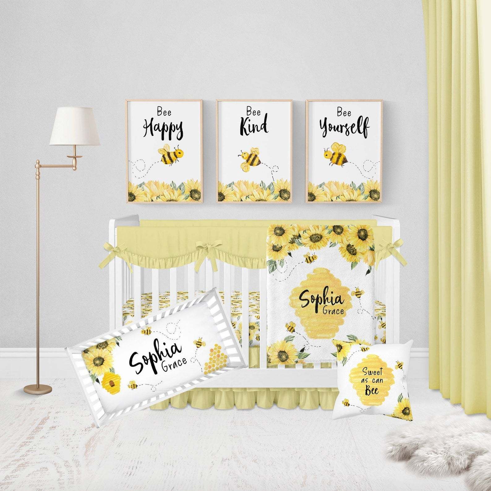 Personalized  Bumble Bee Baby Flannel Blanket