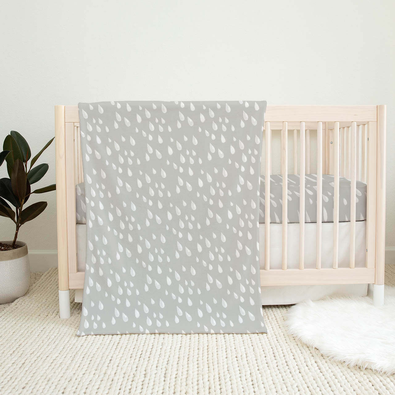 2 Colors Raindrops Baby Flannel Blanket