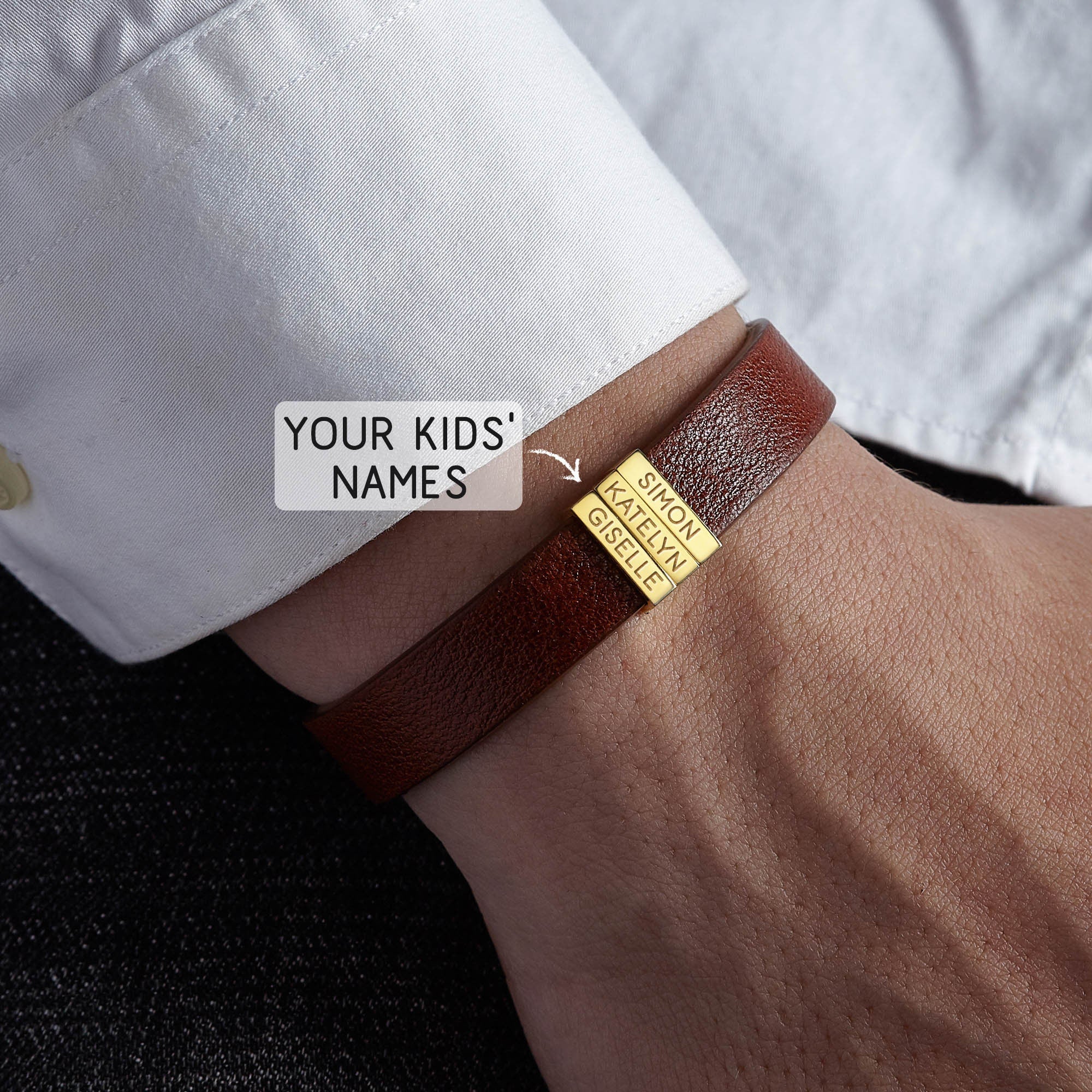 Personalized Daddy Leather Bracelet